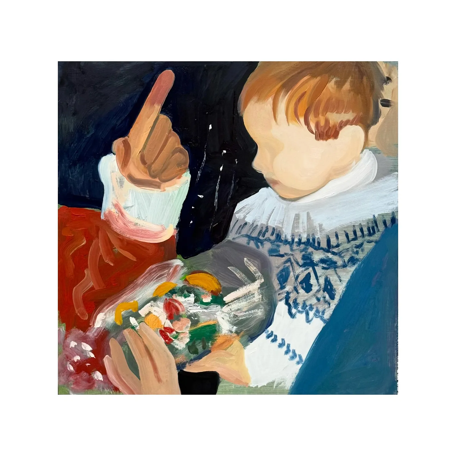 Image of Yes, but by Adriana Shportan, size: 35x35, made of oil on canvas, Painting medium, from London, part of the Moments series, priced at £450