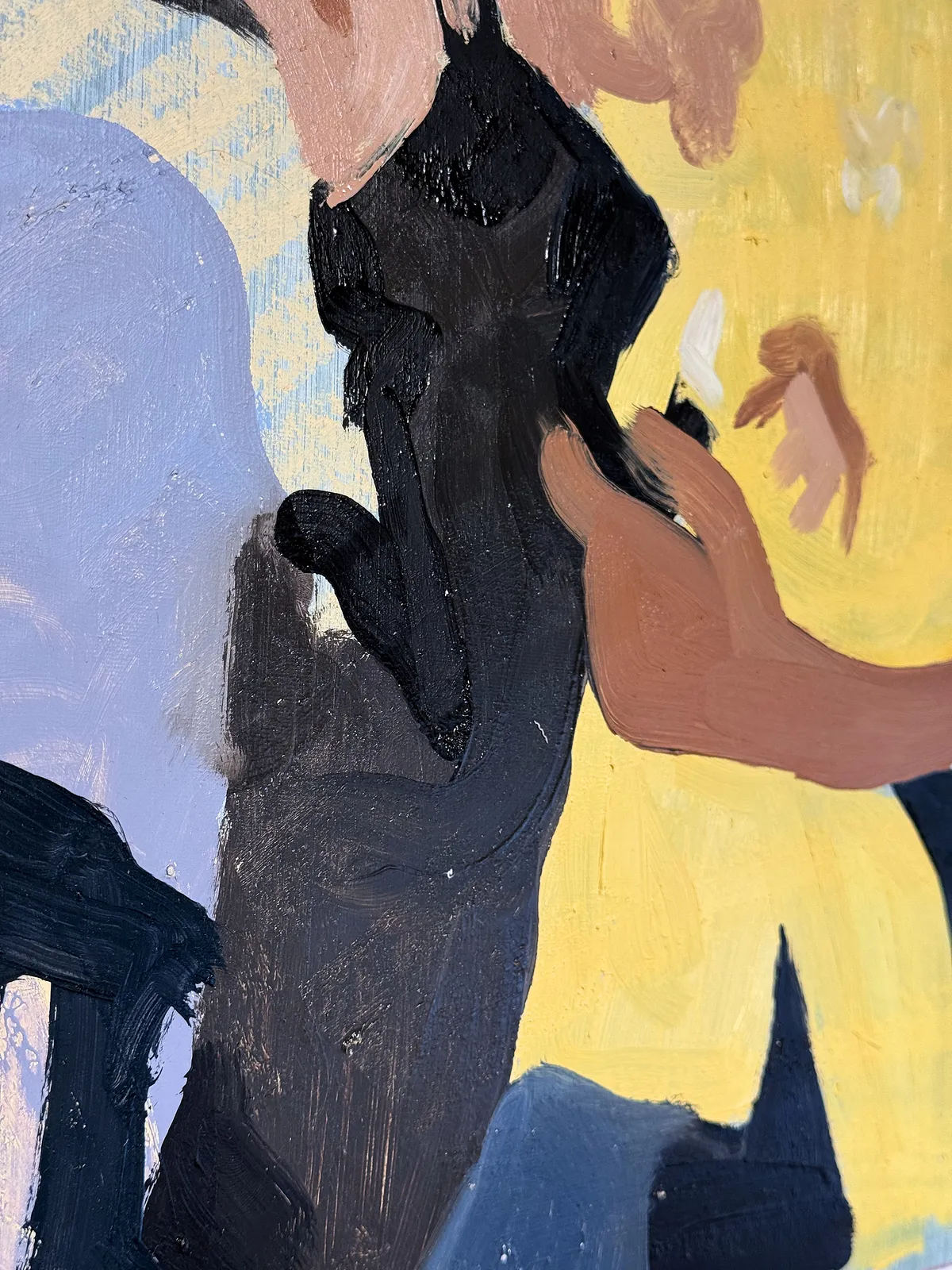Image of Party by Adriana Shportan, size: 35x35, made of oil on canvas, Painting medium, from London, part of the Moments series, priced at £450 Photo 4 of 4.