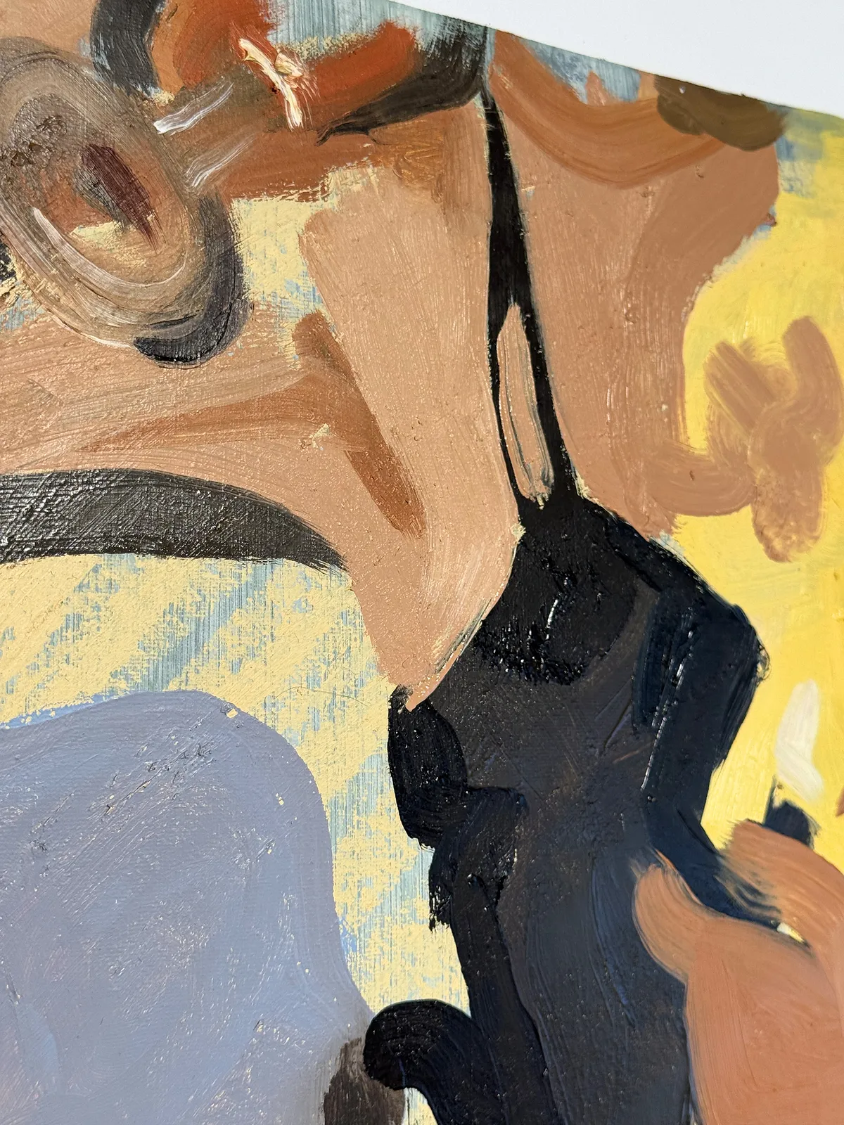 Image of Party by Adriana Shportan, size: 35x35, made of oil on canvas, Painting medium, from London, part of the Moments series, priced at £450 Photo 2 of 4.