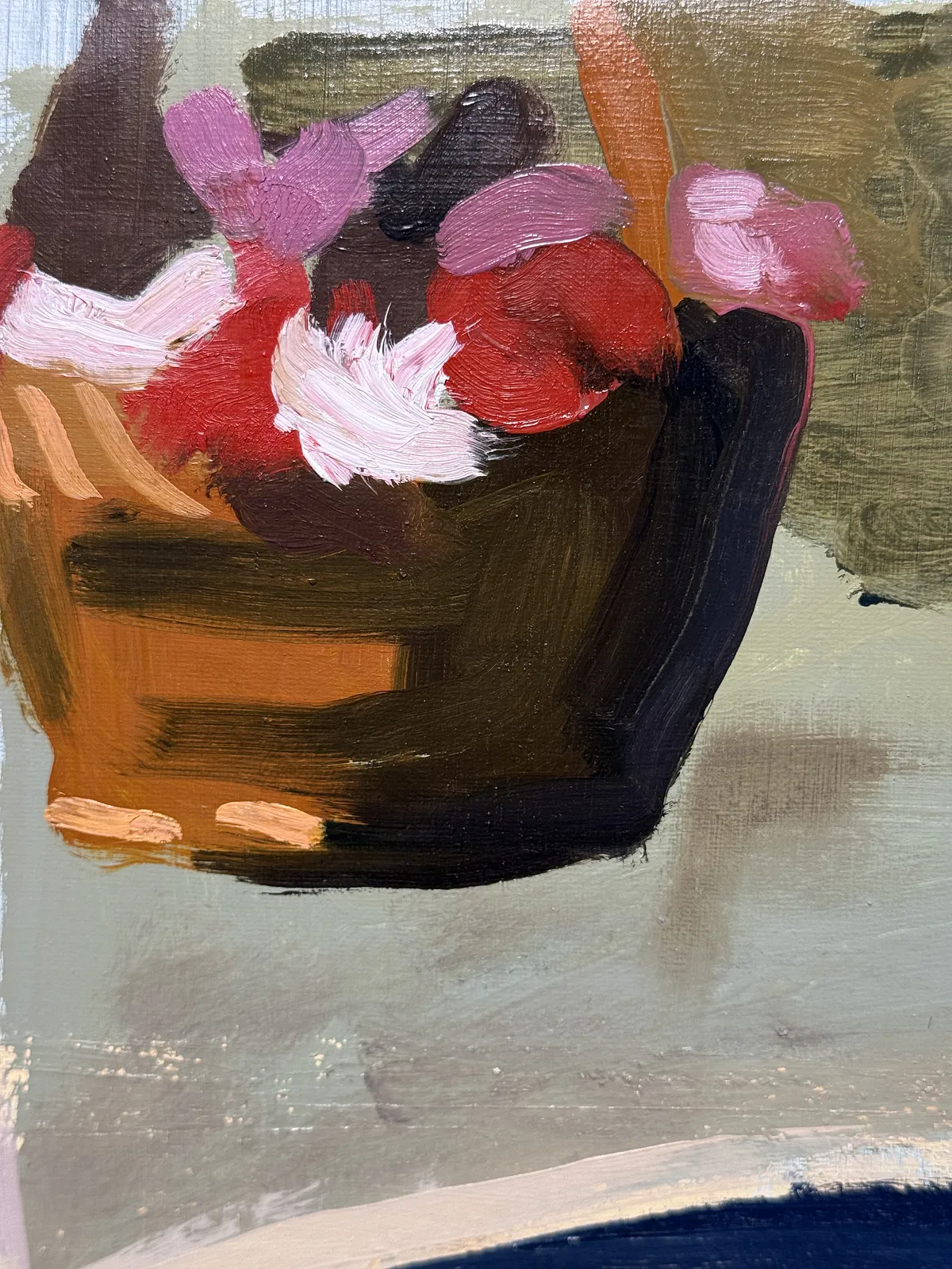 Image of "Spasa" by Adriana Shportan, size: 35x35, made of oil on canvas, Painting medium, from London, part of the Moments series, priced at £450 Photo 2 of 4.