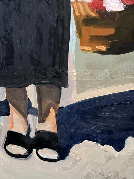 Image of "Spasa" by Adriana Shportan, size: 35x35, made of oil on canvas, Painting medium, from London, part of the Moments series, priced at £450 Photo 3 of 4.