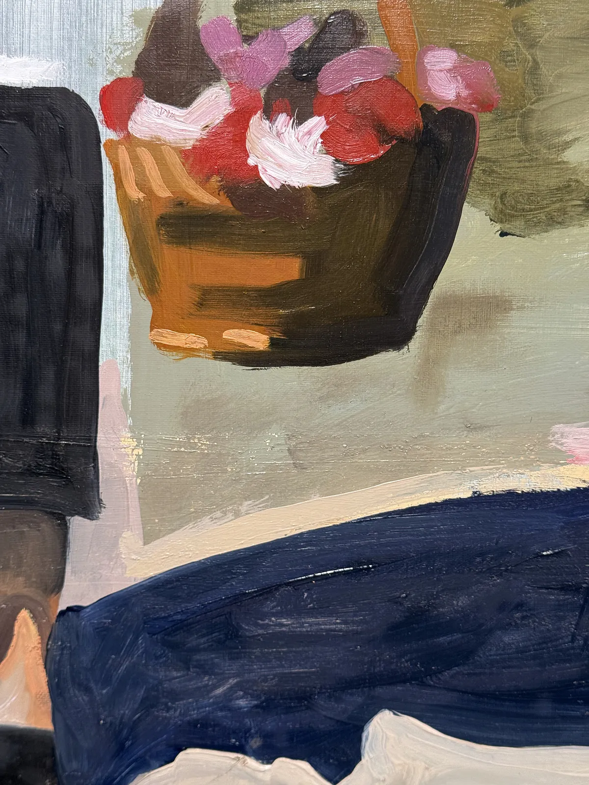 Image of "Spasa" by Adriana Shportan, size: 35x35, made of oil on canvas, Painting medium, from London, part of the Moments series, priced at £450 Photo 4 of 4.