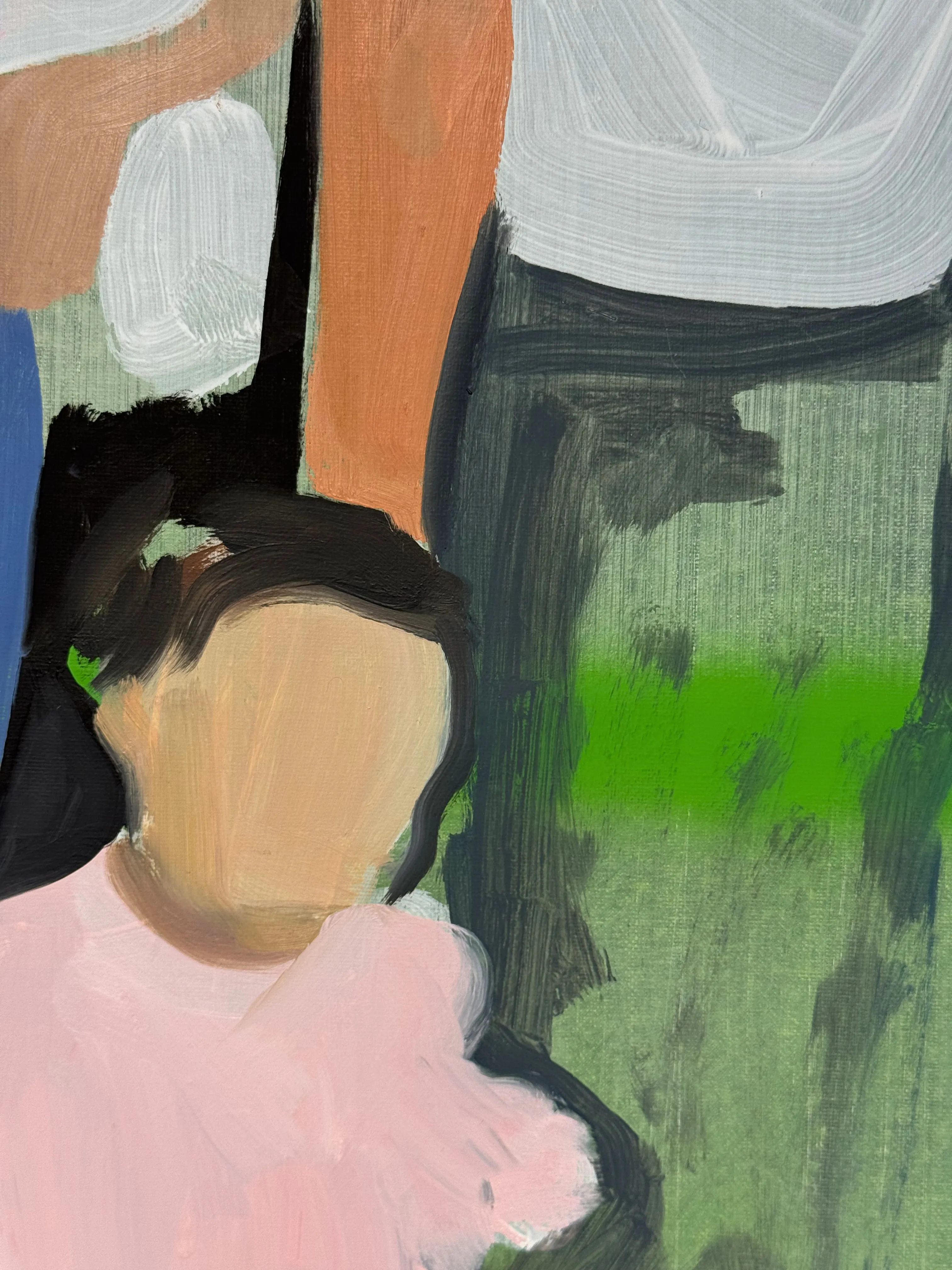 Image of Family portrait by Adriana Shportan, size: 35x35, made of oil on canvas, Painting medium, from London, part of the Moments series, priced at £450 (≈ 27,244 грн) Photo 2 of 4.