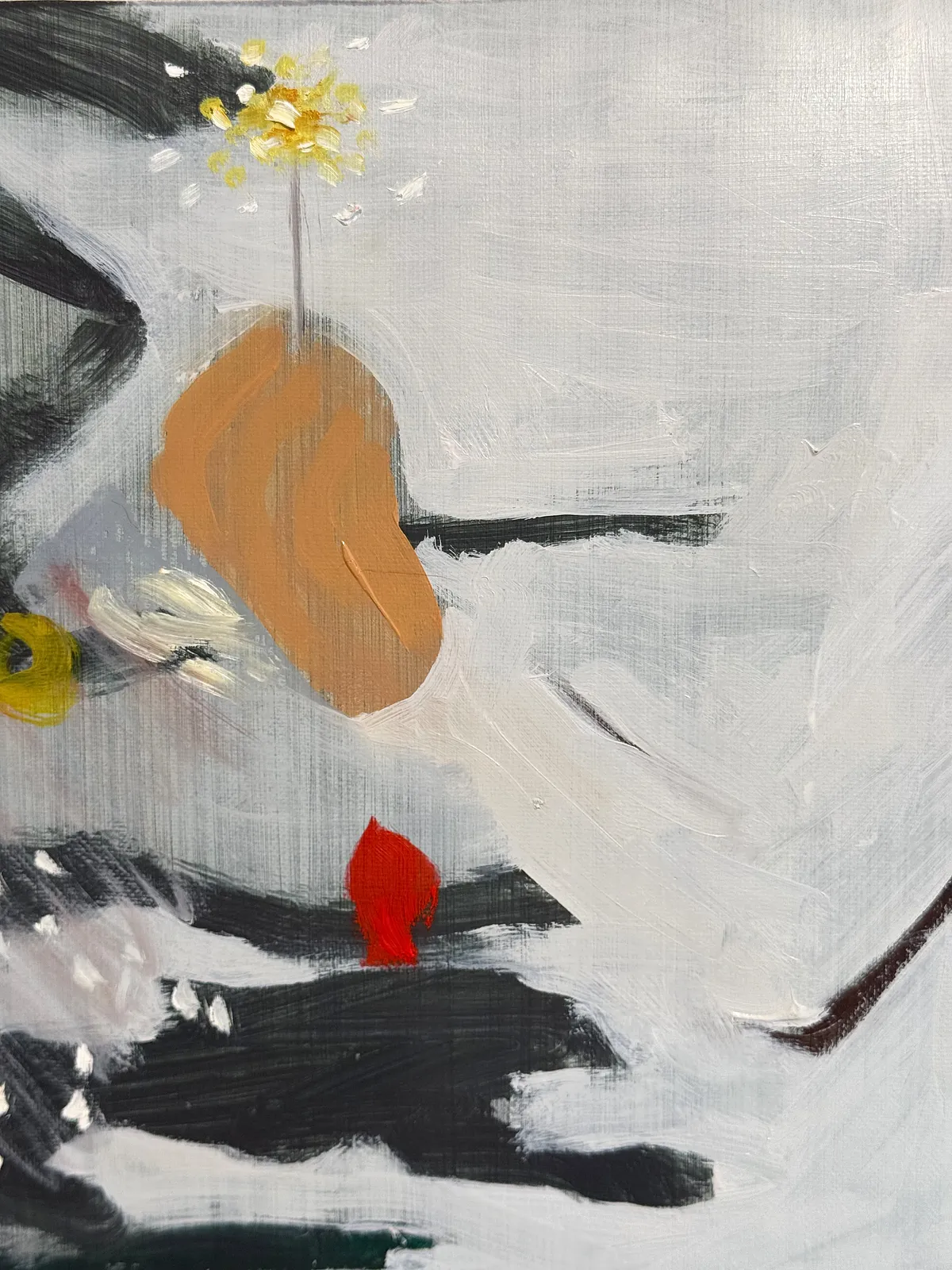Image of Tights by Adriana Shportan, size: 35x35, made of oil on canvas, Painting medium, from London, part of the Moments series, priced at £450 Photo 4 of 4.