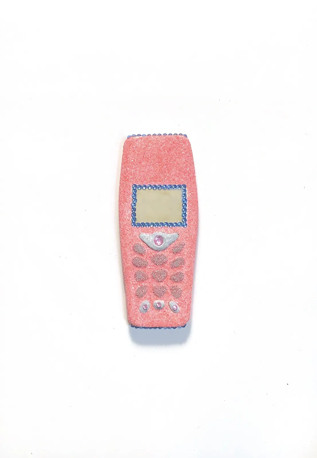 Image of Phones by Adriana Shportan, size: The average size of one phone 10 cm × 5 cm × 1.5 cm, made of wooden blocks, acrylic paint, and found/recycled materials;, Installation medium, from London, part of the “When It Is Our Turn to Be Adults” series Photo 15 of 17.