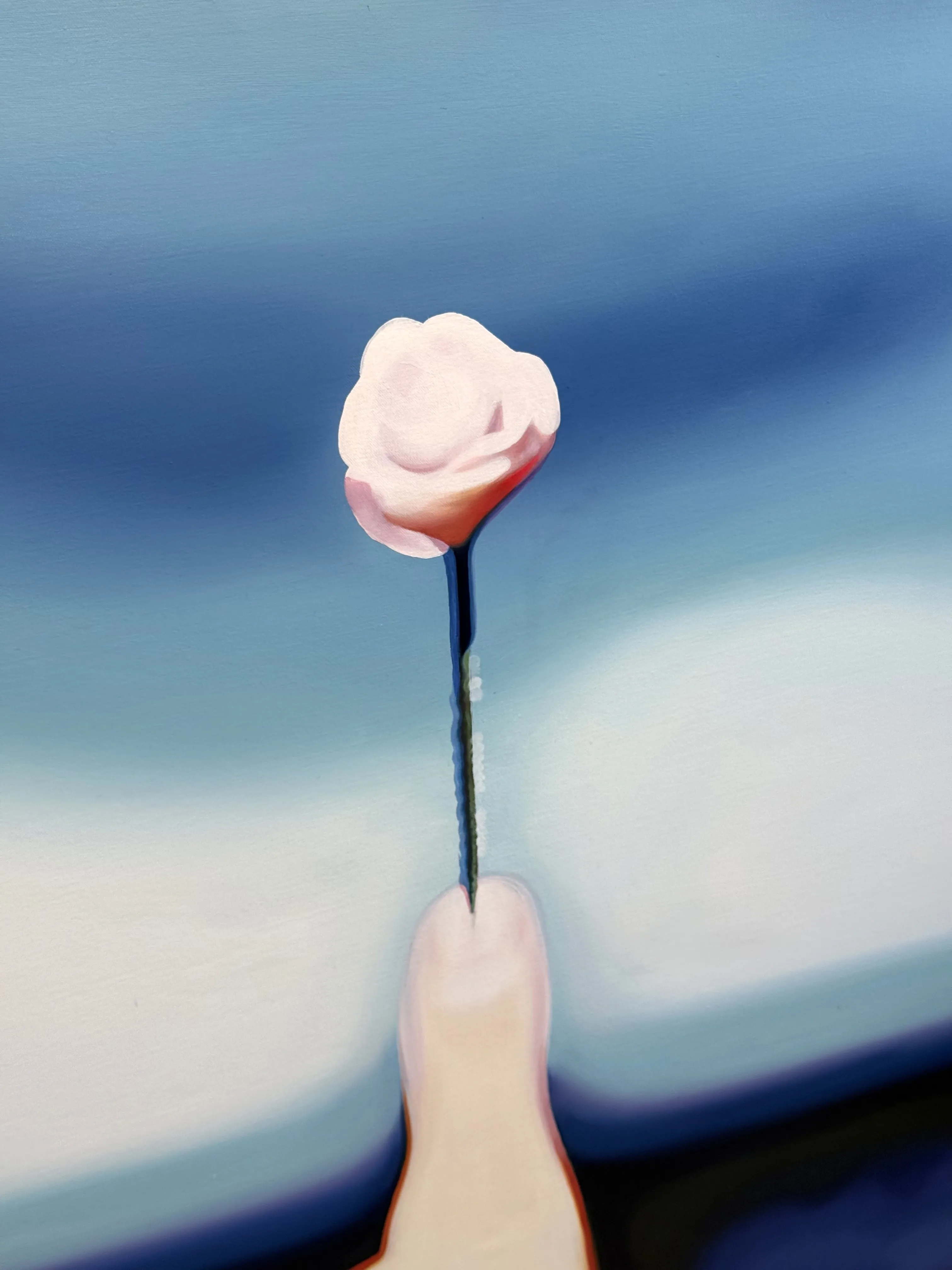 Image of Zakolka by Adriana Shportan, size: 100x120cm, made of Oil on canvas, Painting medium, from London, part of the Blue series, priced at £3000 (≈ 184,256 грн) Photo 2 of 3.