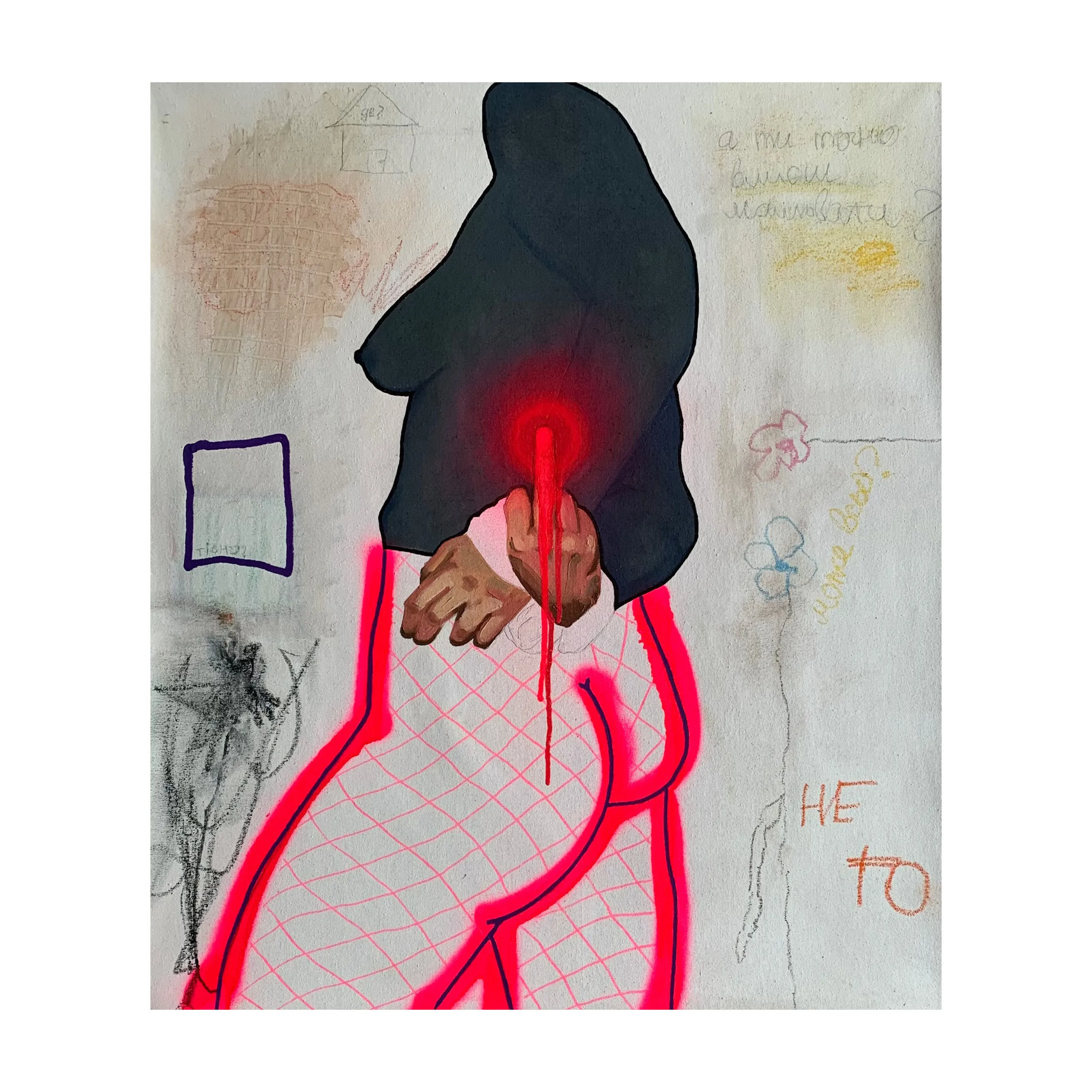 Image of Holy Fuck by Adriana Shportan, size: 79x69.5, made of oil on canvas, Painting medium, from London