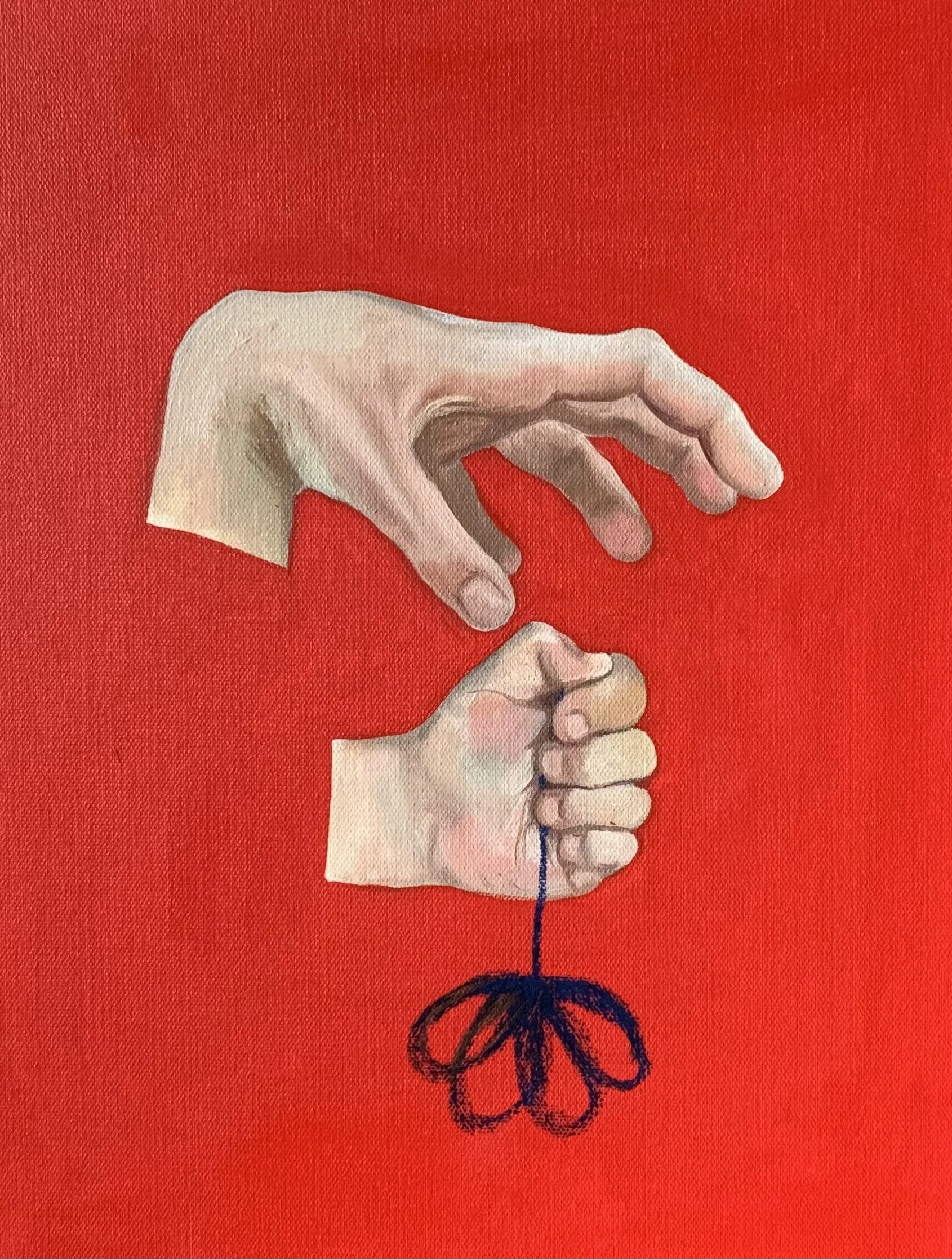 Image of Aggression by Adriana Shportan, size: 30x40, made of oil on canvas, Painting medium, from London, part of the Hands series, priced at £200