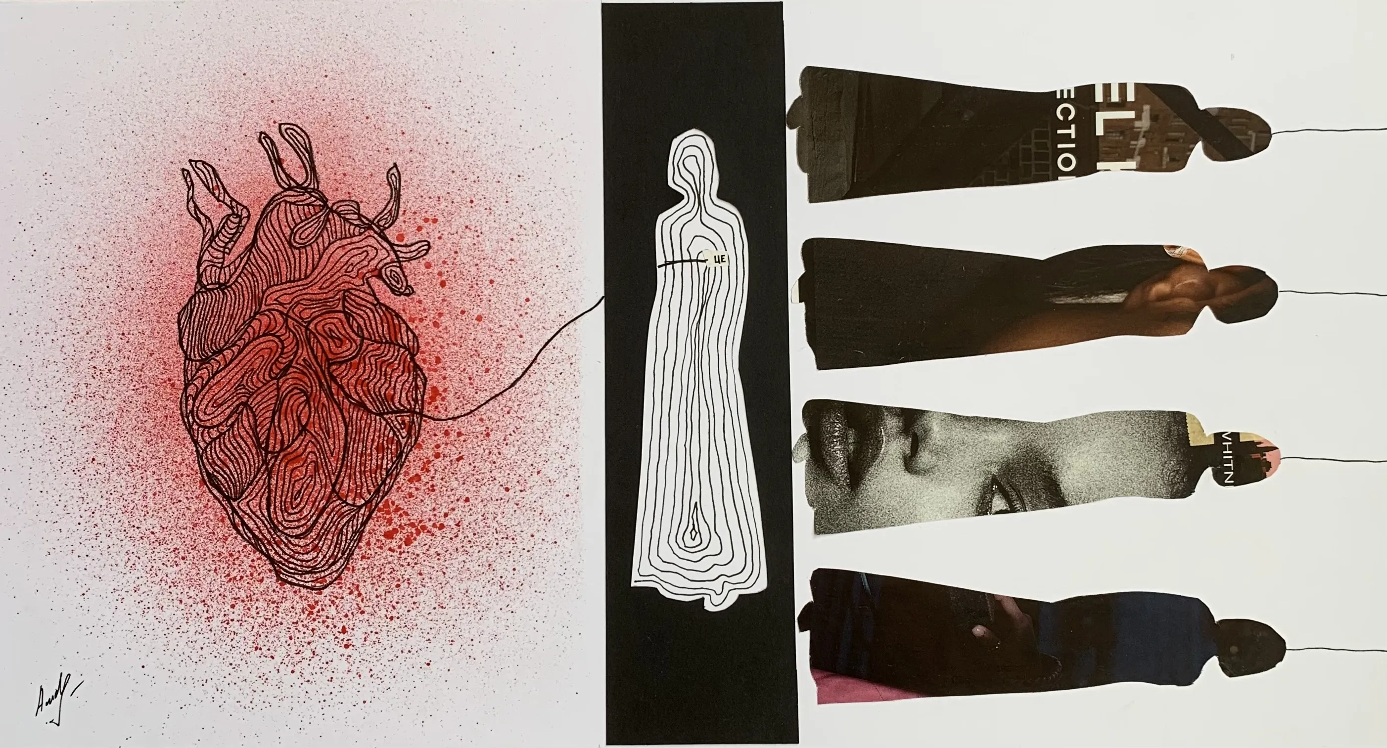 Image of Masks off by Adriana Shportan, size: 44x24, made of collage, Collage medium, from London