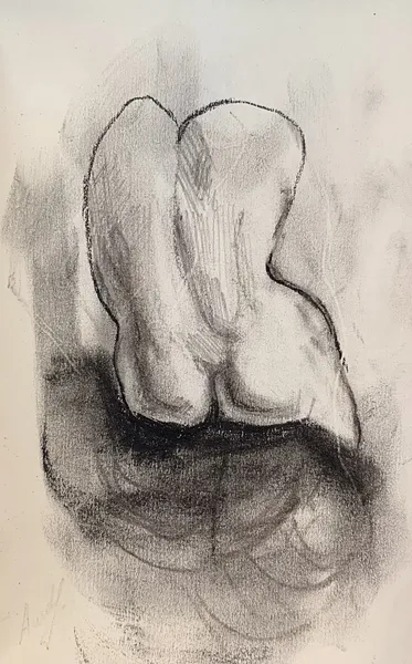 Image of Sketch 01 by Adriana Shportan, size: 8.5x12.5, made of charcoal on paper, Drawing medium, from London, part of the Sketches series, priced at £50 Photo 2 of 2.