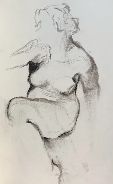 Image of Sketch 04 by Adriana Shportan, size: 8.5x12.5, made of charcoal on paper, Drawing medium, from London, part of the Sketches series, priced at £50 Photo 2 of 2.