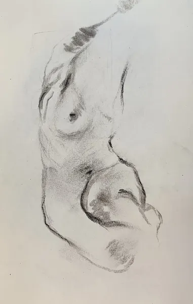 Image of Sketch 05 by Adriana Shportan, size: 8.5x12.5, made of charcoal on paper, Drawing medium, from London, part of the Sketches series Photo 2 of 2.