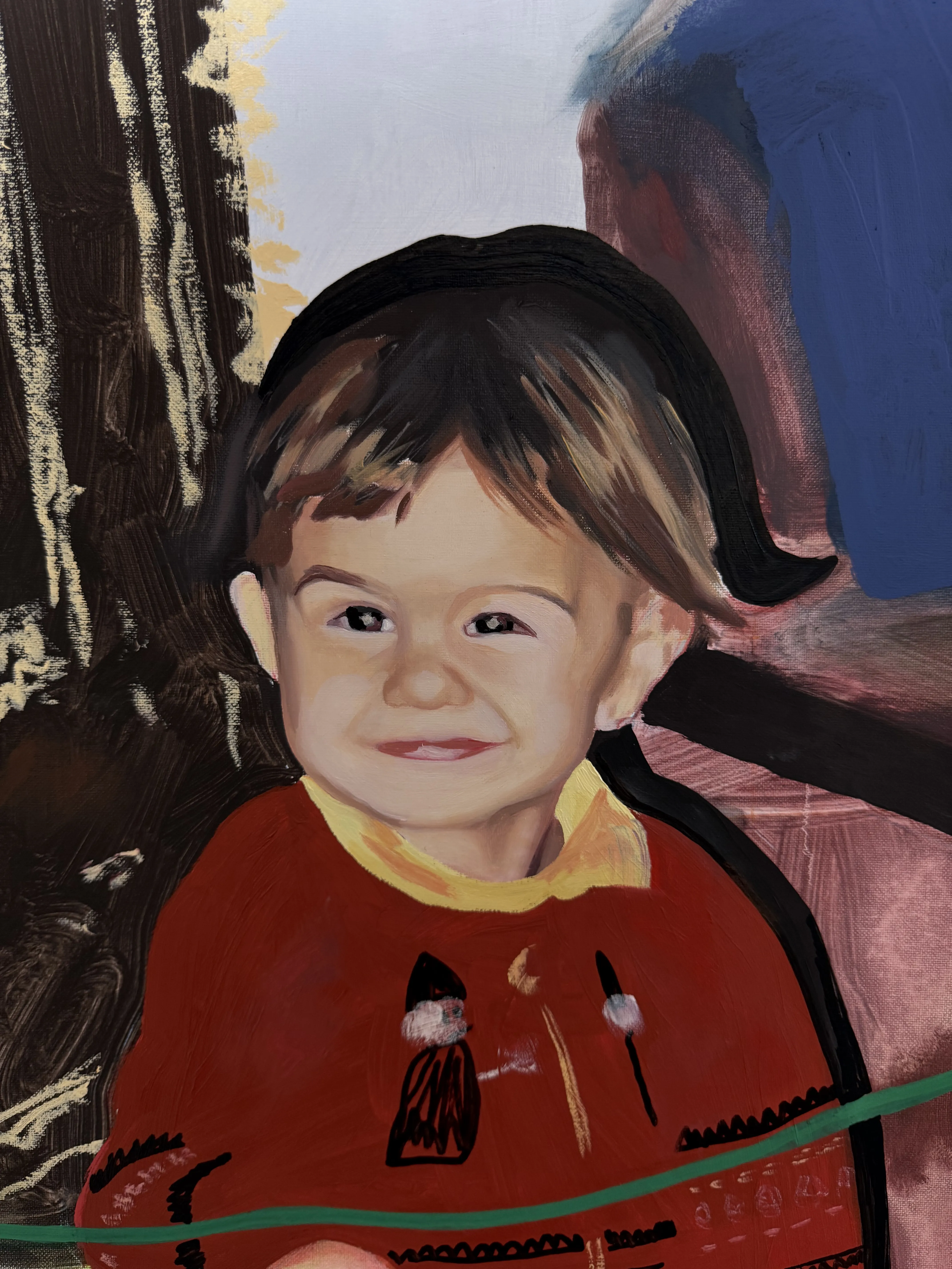 Image of Hide and seek by Adriana Shportan, size: 157x115, made of oil, acrylic, spray on canvas, from London, priced at £2500 Photo 2 of 6.