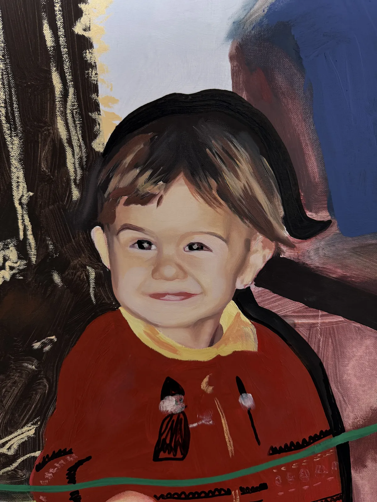 Image of Hide and seek by Adriana Shportan, size: 160x110, made of oil, acrylic, spray on canvas, from London, priced at £2500 Photo 2 of 6.