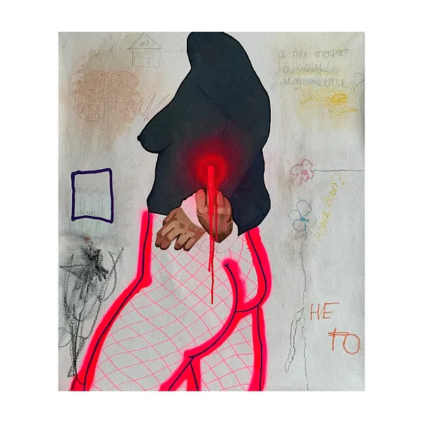 Image of Holy Fuck by Adriana Shportan, size: 79x69.5, made of oil on canvas, Painting medium, from London