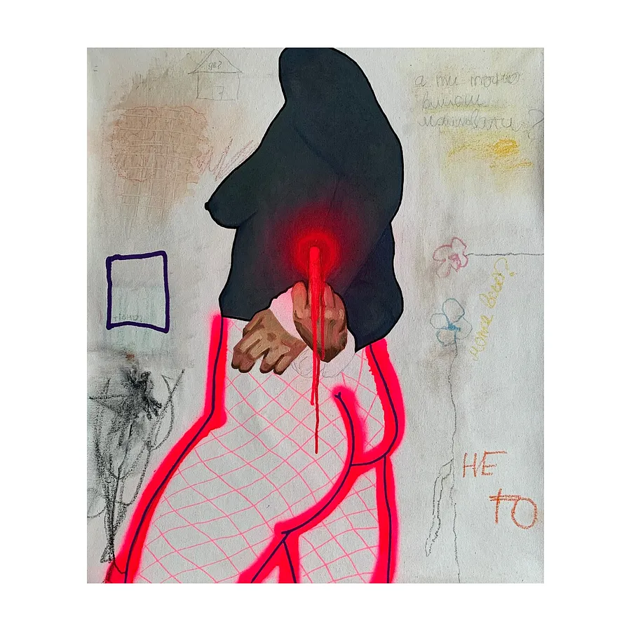 Image of Holy Fuck by Adriana Shportan, size: 79x69.5, made of oil on canvas, Painting medium, from London