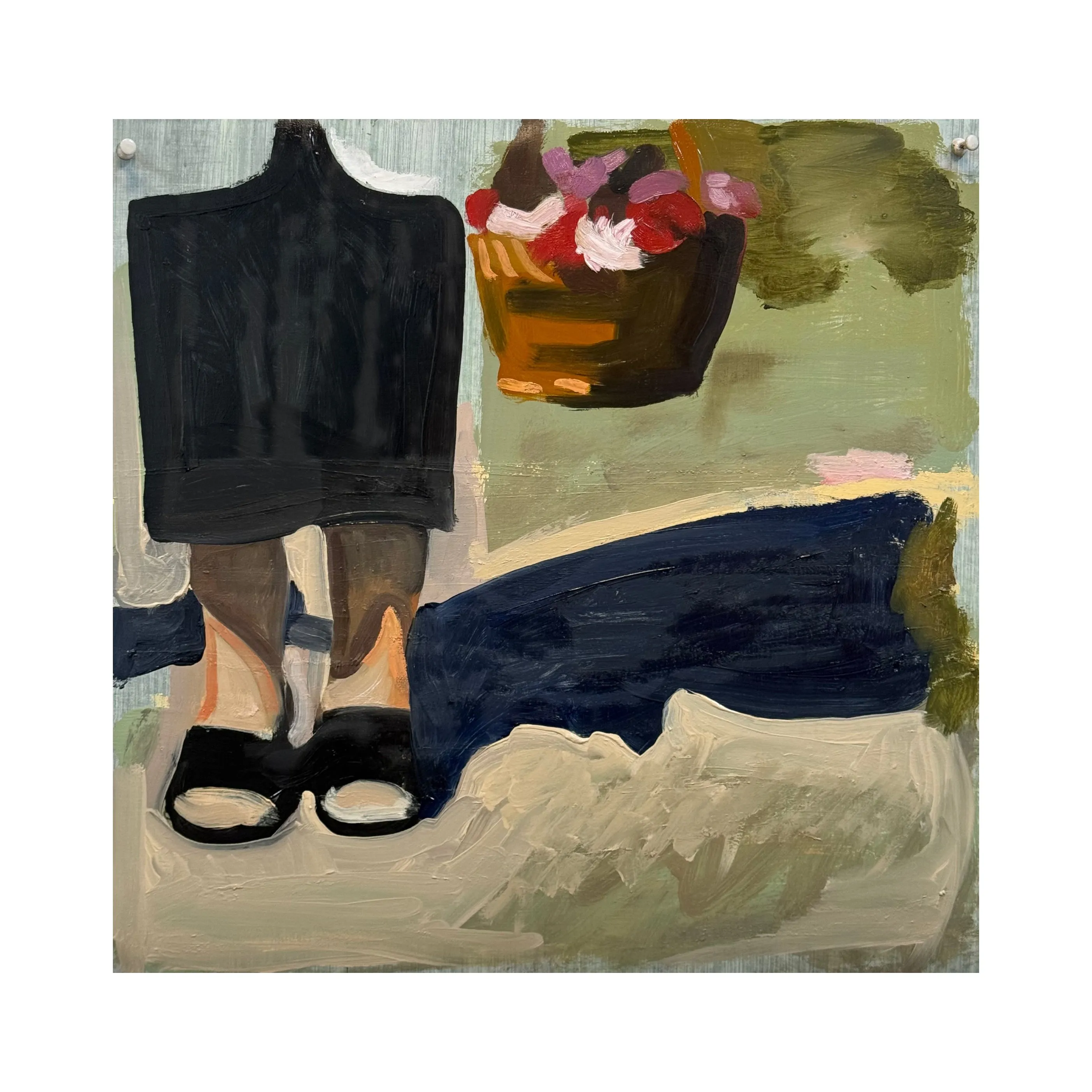 Image of "Spasa" by Adriana Shportan, size: 35x35, made of oil on canvas, Painting medium, from London, part of the Moments series, priced at £450 Photo 1 of 2.