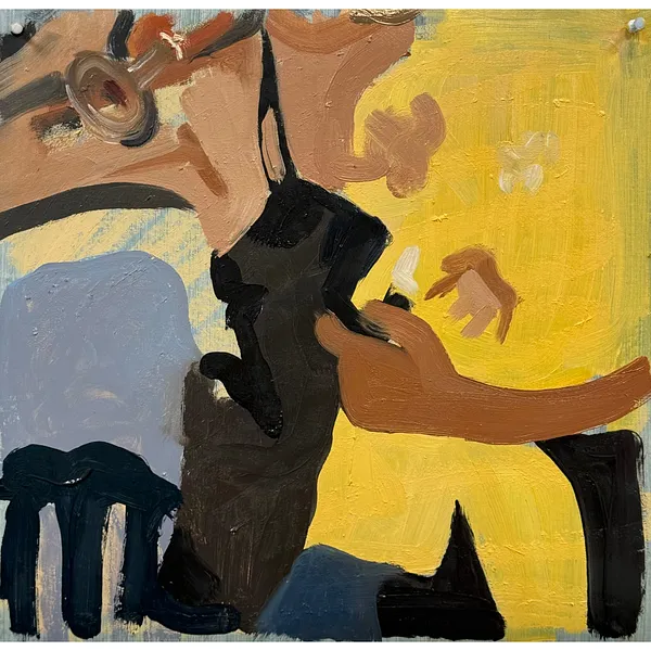 Image of Party by Adriana Shportan, size: 35x35, made of oil on canvas, Painting medium, from London, part of the Moments series, priced at £450 Photo 2 of 2.